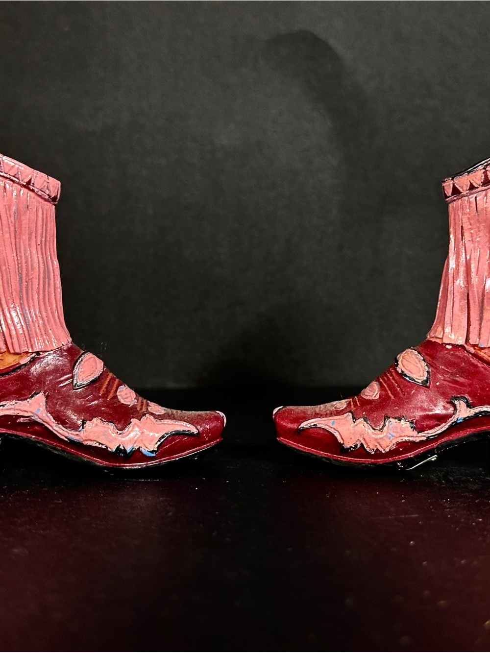 Set Of Cowboy Boots/Victorian Miniature Shoes - Pink